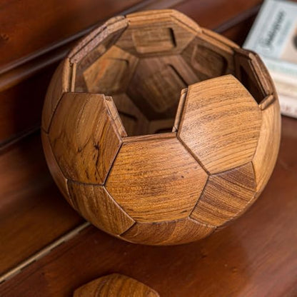 3D Wooden Soccer Ball Puzzle Educational Toy Gift for Kids (32 Count)