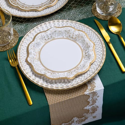 24 x Gold Disposable Paper Party Plates in 3 Styles (24 Count)