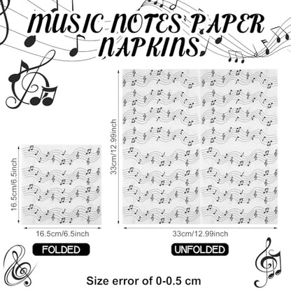 60 Pcs Music Note Cocktail Paper Napkins 6.5 x 6.5 Inches