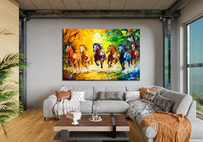 Horse Glass Wall Art Oil Painting for Living Room