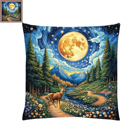Stamped Cross Stitch Kits for Adults Beginners Pillow Needlepoint Kit with Embroidery Pattern Needlework Kit Prestamped Stitches Kit 11CT Cross Stitching