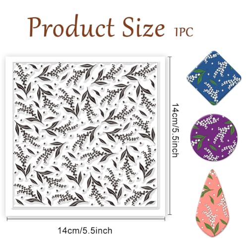 Lily of The Valley Polymer Clay Texture Sheets Flowers Silicone Texture Stamp Clay Texture Mat Modeling Pattern Pad Texture Sheets for Polymer Clay Jewelry and Clay Earrings Tools