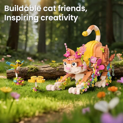 Cat and Flower Building Toy Set for Girl 10+