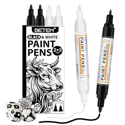 4 Oil Based Black White Paint Pens (4 Count)
