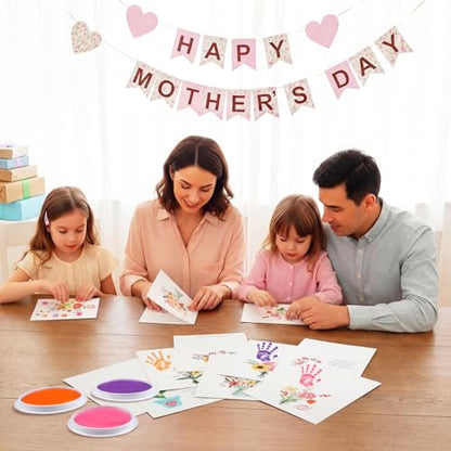 48 Sets Mother's Day Handprint Crafts DIY Religious Hand Keepsake Craft Gifts with Flower Stickers for Mom Dad Home Party Activities (48 Count)