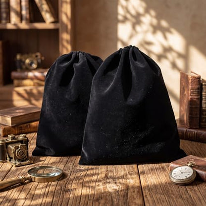 5 Pcs Black Velvet Drawstring Bags (5 Count)