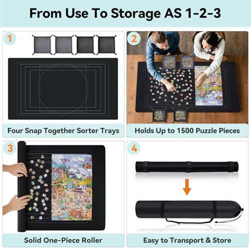46” x 26” Puzzle Mat with Drawstring Storage Bag Up to 1500 Pieces (1500 Count)