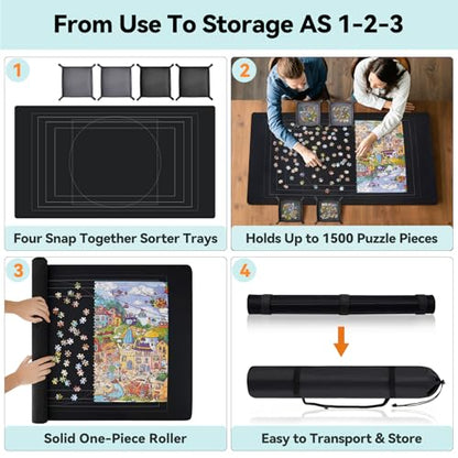 46” x 26” Puzzle Mat with Drawstring Storage Bag Up to 1500 Pieces (1500 Count)