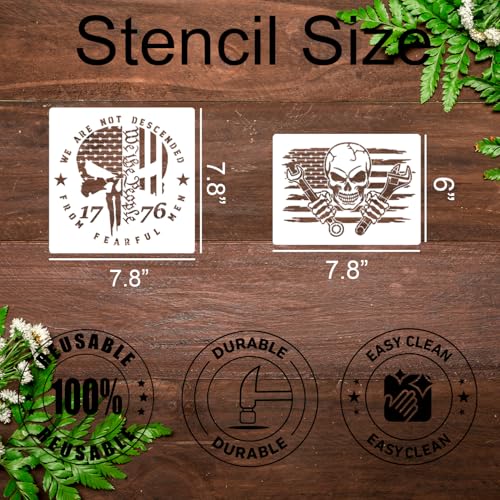 Patriotic Stencils American Flag Stencil 7.8" 50 Stars We The People 1776 (24 Count)