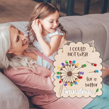 DIY Mothers Day Fingerprints Dandelion Craft Hanging Sign for Grandma