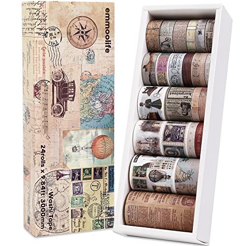 24 Rolls Vintage Washi Tape Set (3.5274 Ounce)