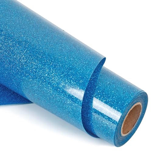 RENLITONG Sky Blue Glitter Heat Transfer Vinyl HTV Vinyl Rolls