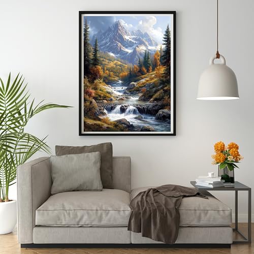 14ct Counted Cross Stitch Kits for Adults Mountains Rivers Printed Stamped Cross Stitch Patterns Kits Cross Stitch Supplies