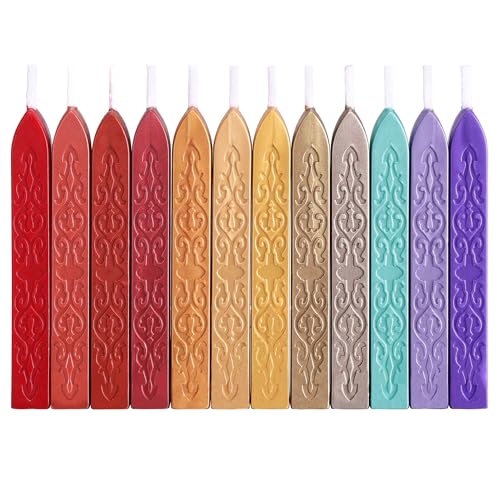 12Pcs Sealing Wax Sticks with Wicks for Wax Seal Stamp (12 Count)