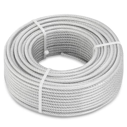 3/16" Cable, 200 ft PVC Coated Steel Cable with 7×7 Strand Core (200 Foot)