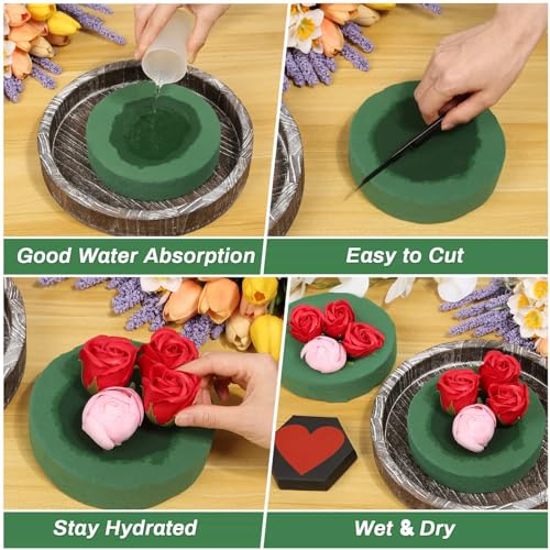 6 Pcs Round Floral Foam Blocks for Flower Arrangements