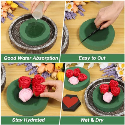 6 Pcs Round Floral Foam Blocks for Flower Arrangements