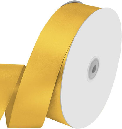 1-1/2" Wide x 100 Yards Single Faced Polyester Yellow Satin Ribbon, Perfect for Wedding, Gift Wrapping, Bow Making & Other Projects (Yellow) - Crafty Corner