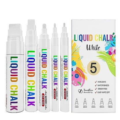 White Chalk Markers (5 Count)