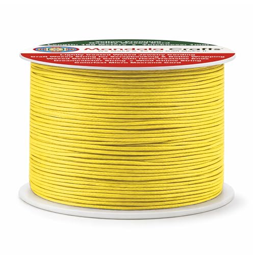 1mm Yellow Cotton Waxed Cord for Jewelry Making (327 Foot)