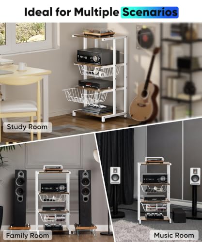 Media Stand with Two Detachable Baskets (4 Count)
