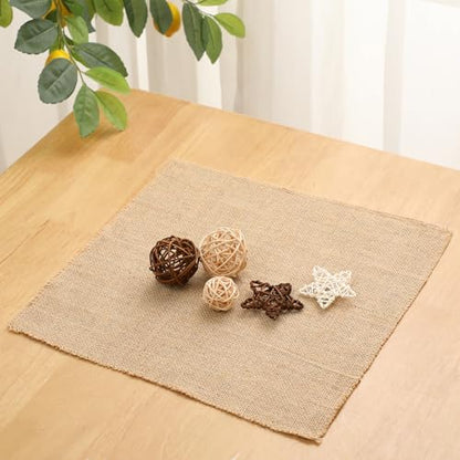 5 Pcs Burlap Squares Multipurpose Natural Burlap Placemats Bulk for Farmhouse Home Party Wedding Table Cover Centerpieces Craft Supplies (5 Count)