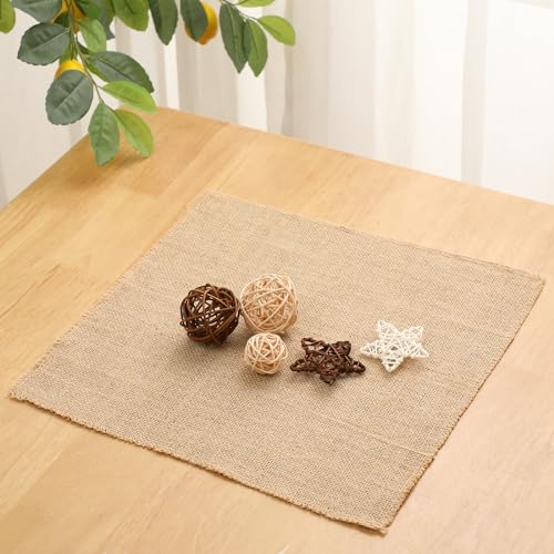5 Pcs Burlap Squares Multipurpose Natural Burlap Placemats Bulk for Farmhouse Home Party Wedding Table Cover Centerpieces Craft Supplies (5 Count)