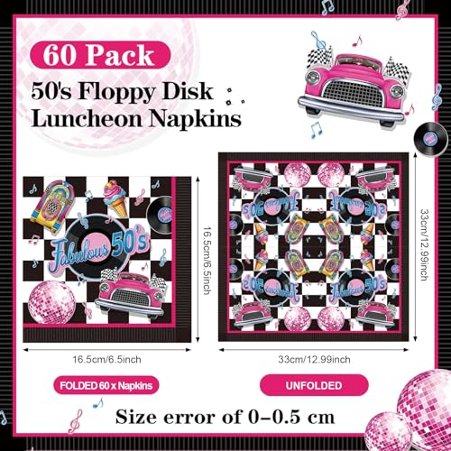 60 Pcs 50s Cocktail Paper Napkins 6.5 x 6.5 Inches (60 Count)