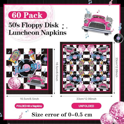 60 Pcs 50s Cocktail Paper Napkins 6.5 x 6.5 Inches (60 Count)