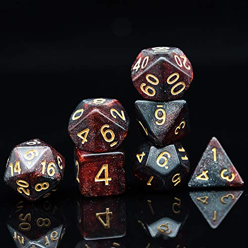 7 Die DND Dice Set Polyhedral Dice Set with a Leather Dice Bag (7 Count)