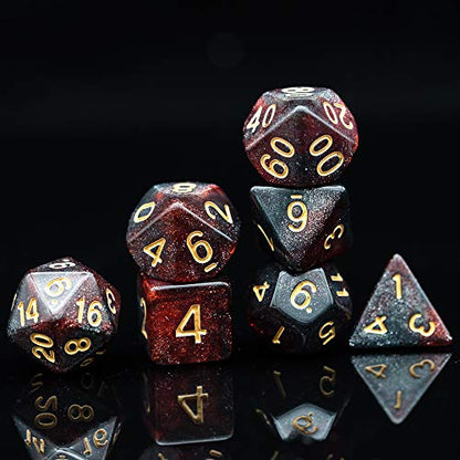 7 Die DND Dice Set Polyhedral Dice Set with a Leather Dice Bag (7 Count)