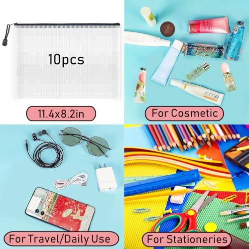 10 Pcs Zipper File Bags (10 Count)