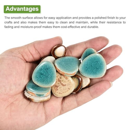 200g Ceramic Mosaic Tiles for Crafts Pebble Green and Coffee