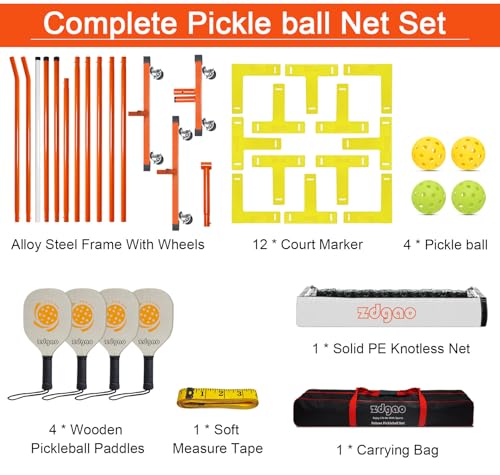 Portable Pickleball Net with Wheels Set System