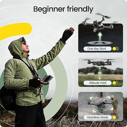 HS440 Foldable FPV Drone with 1080P WiFi Camera for Adult Beginners and Kids; Voice Gesture Control RC Quadcopter with Modular Battery for long flight time