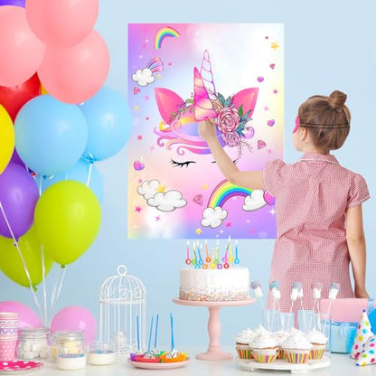 Pin The Horn on The Unicorn Game for Kids Birthday Party