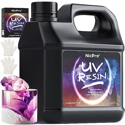 UV Resin Kit 1000g Bulk No Odor Upgrade Clear UV Epoxy Resin (35.274 Ounce)
