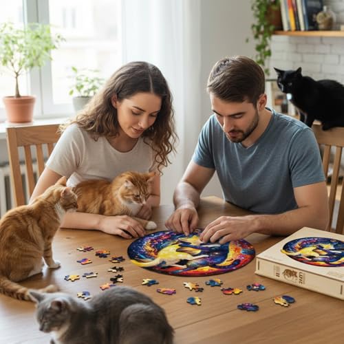 Cat Solar System Space Wooden Puzzles for Adults (280 Count)