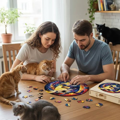 Cat Solar System Space Wooden Puzzles for Adults (280 Count)