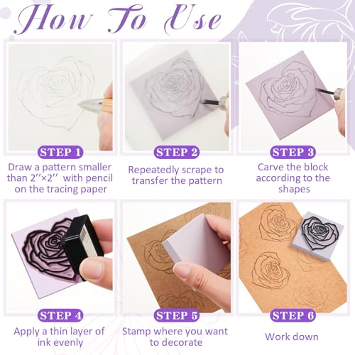 24 Pcs 2" x 2" Rubber Carving Block Printmaking Stamp (24 Count)