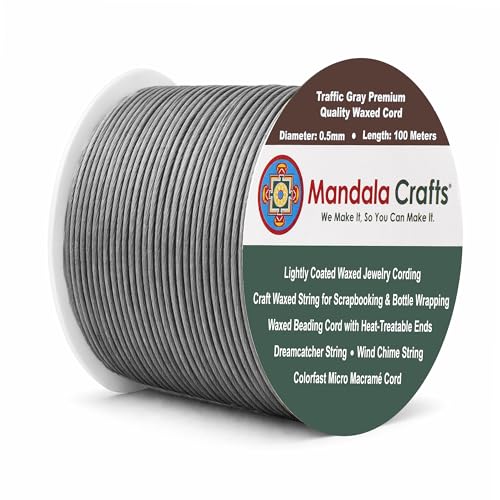 0.5mm Traffic Gray Waxed Cord