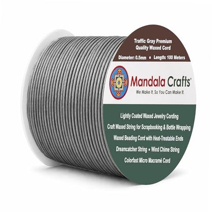 0.5mm Traffic Gray Waxed Cord