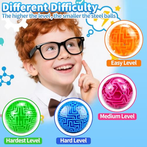 2 Pcs 3D Puzzle Maze Ball Brain Teaser for Kids Boys Girls (2 Count)
