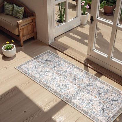 Boho Floral Washable Kitchen Runner Rugs