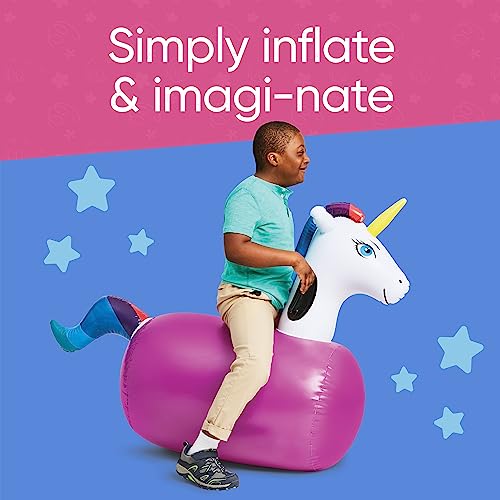 Hop N Go Inflatable Unicorn Riding Bouncy Hopping Toys for Kids Ages 5+