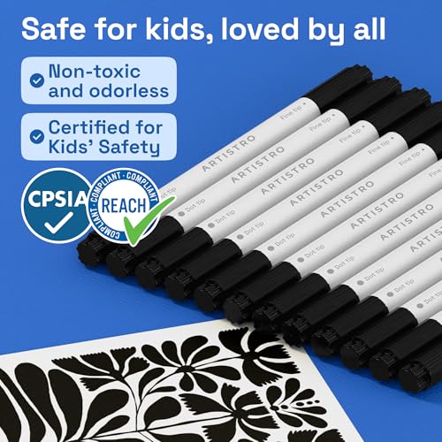 Black Dual Tip Acrylic Paint Marker Pens (12 Count)