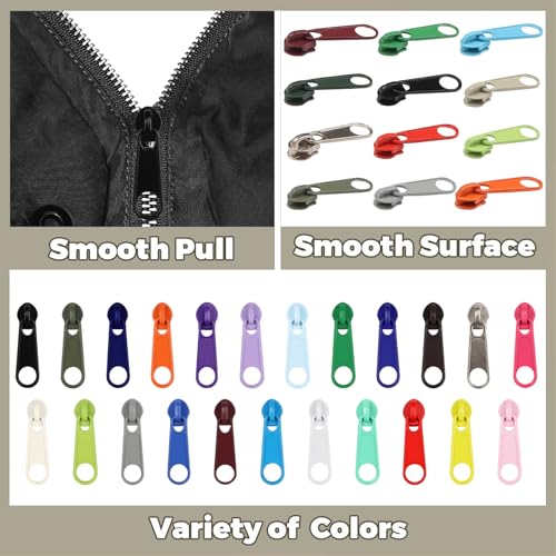 120Pcs Zippers Repair Kit Zipper Replacement 3# Zipper Pull Rescue Kit for Clothing Jackets Purses Luggage Backpacks