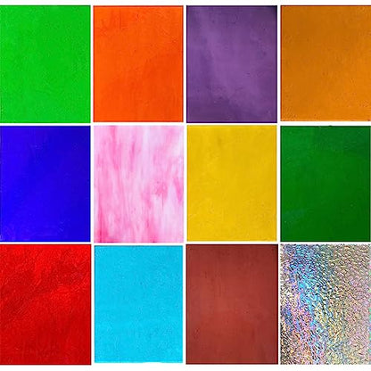 12 Sheets Rainbow Transparent Stained Glass Sheet (12 Count)