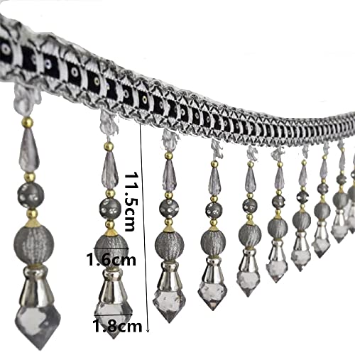 3yards Beading Fringe Trimming Long Beads Tassel Curtain Trim Ribbon Trim for Cover Edge Decorative