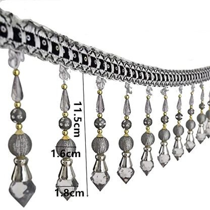 3yards Beading Fringe Trimming Long Beads Tassel Curtain Trim Ribbon Trim for Cover Edge Decorative